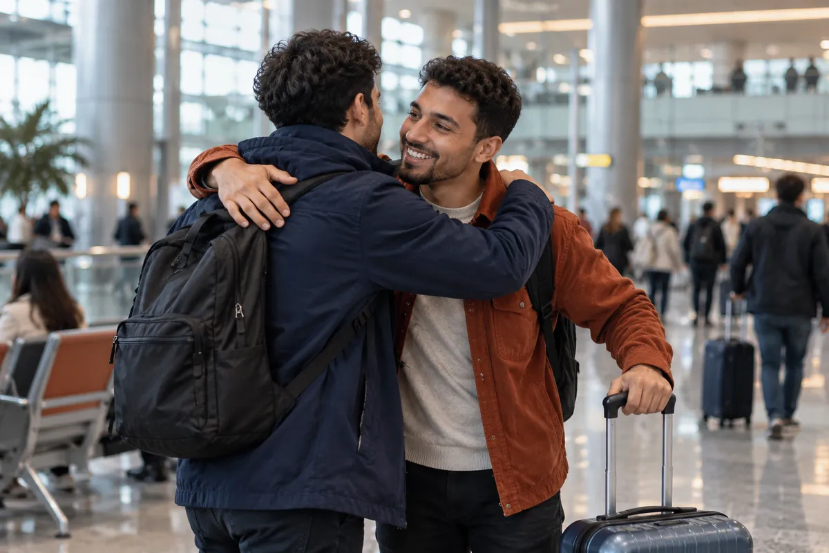 Retrouvailles en famille à l'aéroport